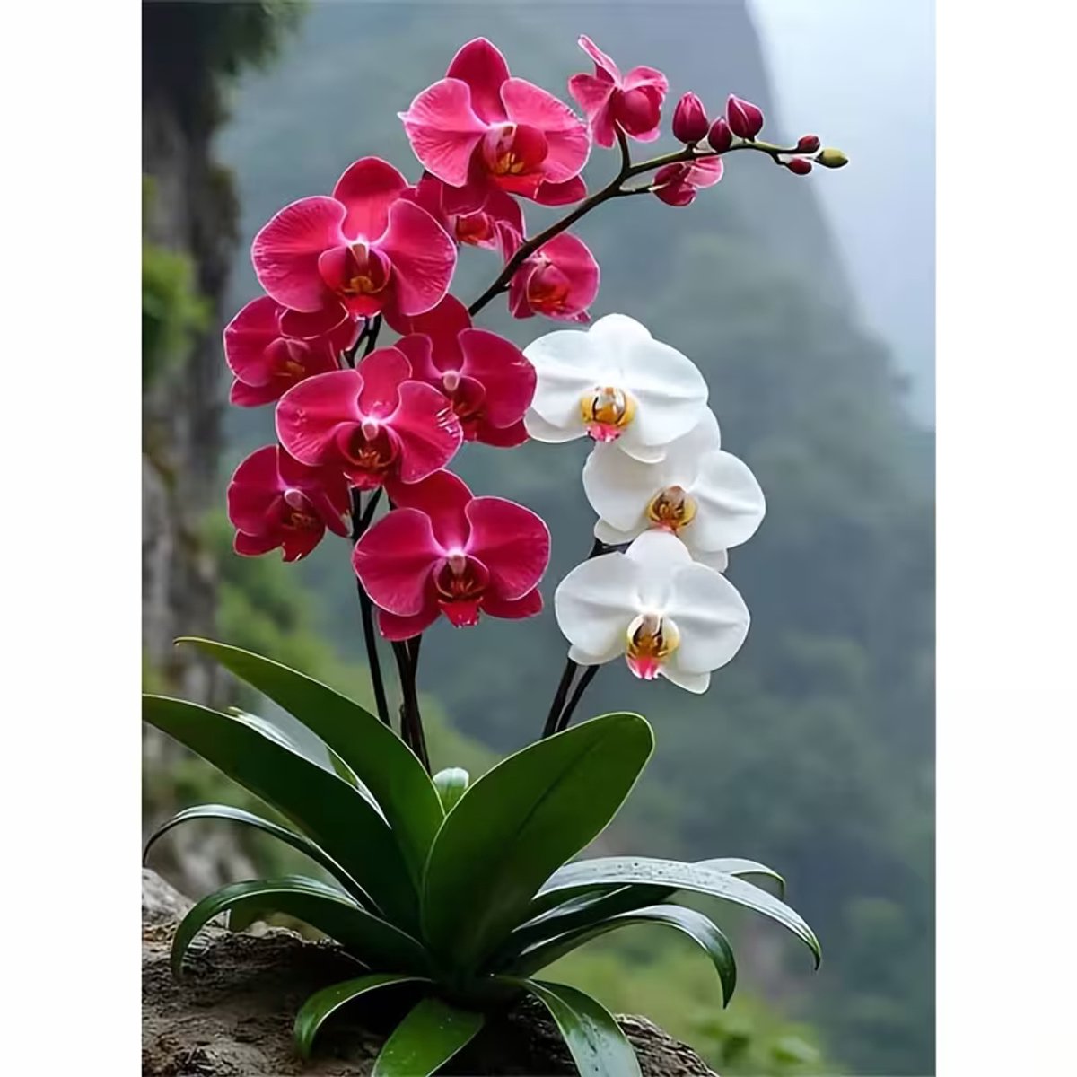 Diamond Painting orchidee rood wit