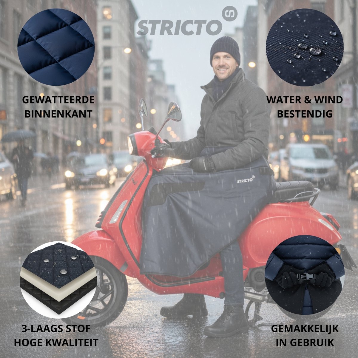 Stricto Easy-On Premium A+++ Scooter Beenkleed – Universeel – Waterdicht & Winddicht – Beenwarmer – Beschermingsniveau A+++ – foto 6