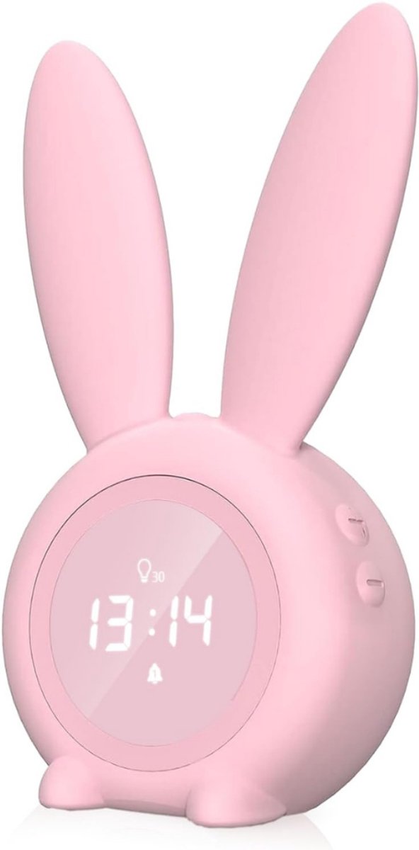 RWB® Slaapwekker - Kinderwekker - Digitale Wekker - Konijn - Roze - 10cm x 4cm x 18cm
