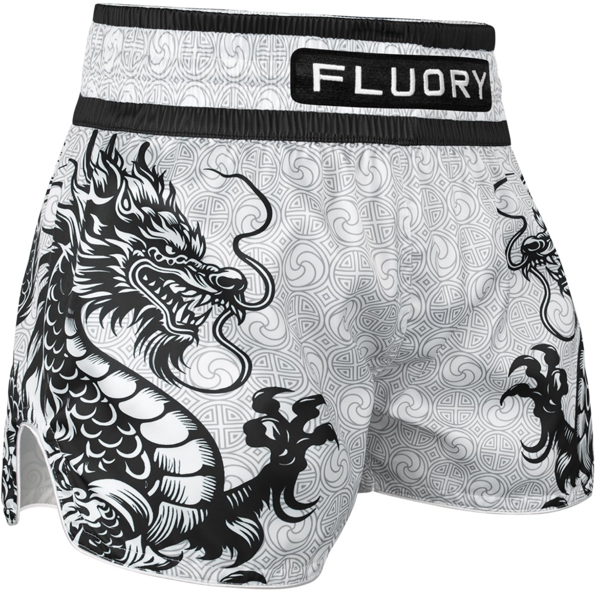 Fluory Two Dragon Muay Thai Short MTSF143 – Wit Zwart - XL