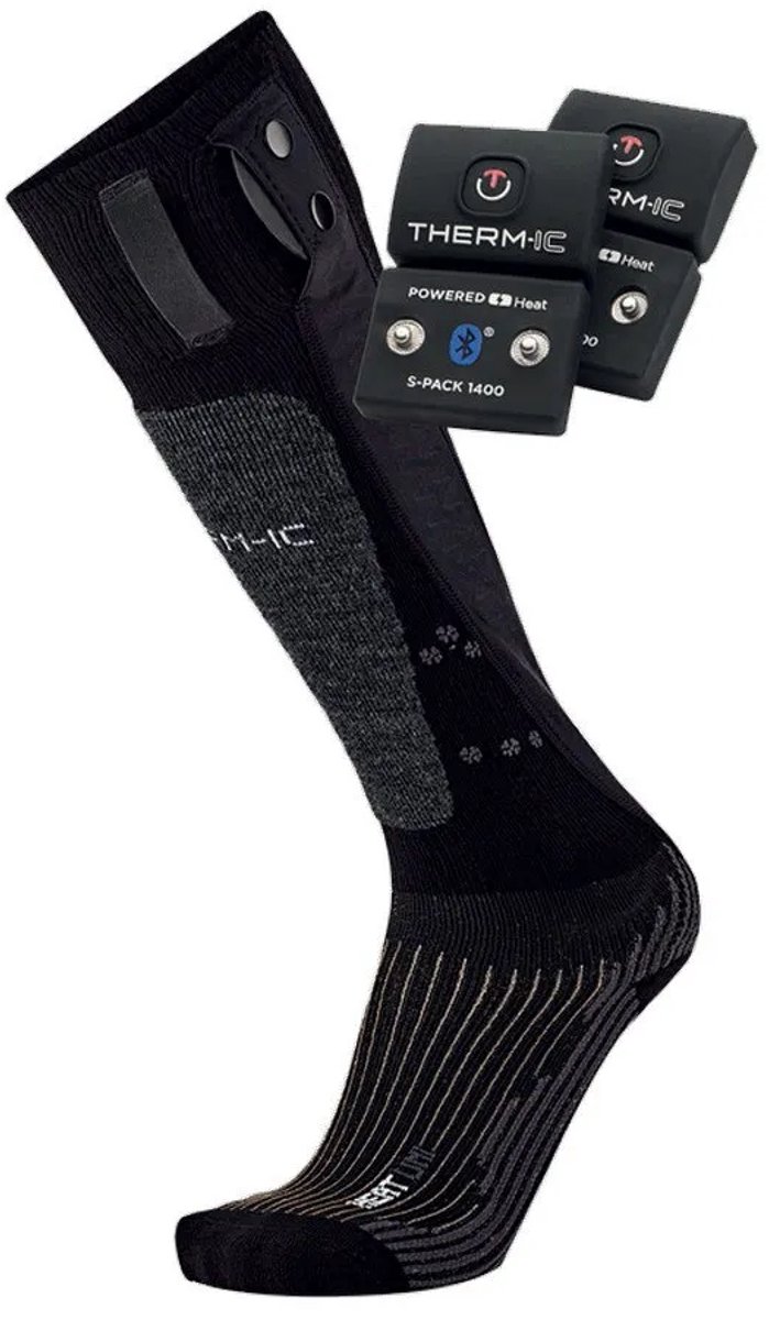 Therm-ic S-pack 1400b Bluetooth-batterijen + Set Verwarmde Uni Heat-skisokken Zwart EU 45-47 Man,Vrouw