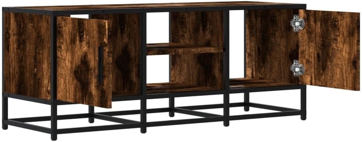 TV-meubel Urbanhome Rookeiken – Industrieel Lowboard met Metalen Frame en Opbergruimte, Robuust Hout, Voor Woonkamer en Slaapkamer, 100 cm