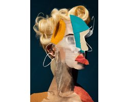 K&C Art (Aluminium schilderij) 40x60cm | Abstract portret vrouw - mens - gezicht - bruin - beige - rood - blauw - oranje - kunst | Woonkamer - slaapkamer - hal - kantoor | Foto schilderij print op dibond - wanddecoratie - muurdecoratie - wall art