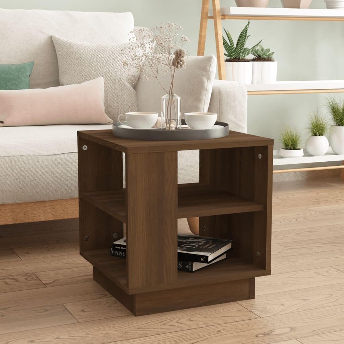 Ronde Salontafel Set van 2 met Afneembaar Tafelblad 50 & 40 cm – Vintage Woonkamertafel / Bijzettafel met Metalen Frame – Industrieel Design Vintage gerige – Afmetingen op aanvraag – Pauwhome