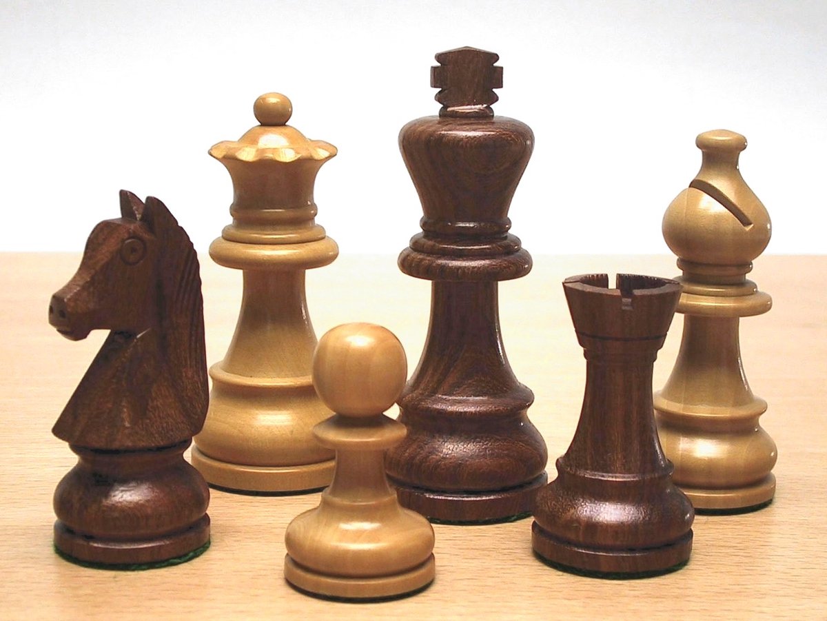 Schaakstukken Jacques Staunton Maat 6 Blank/Bruin
