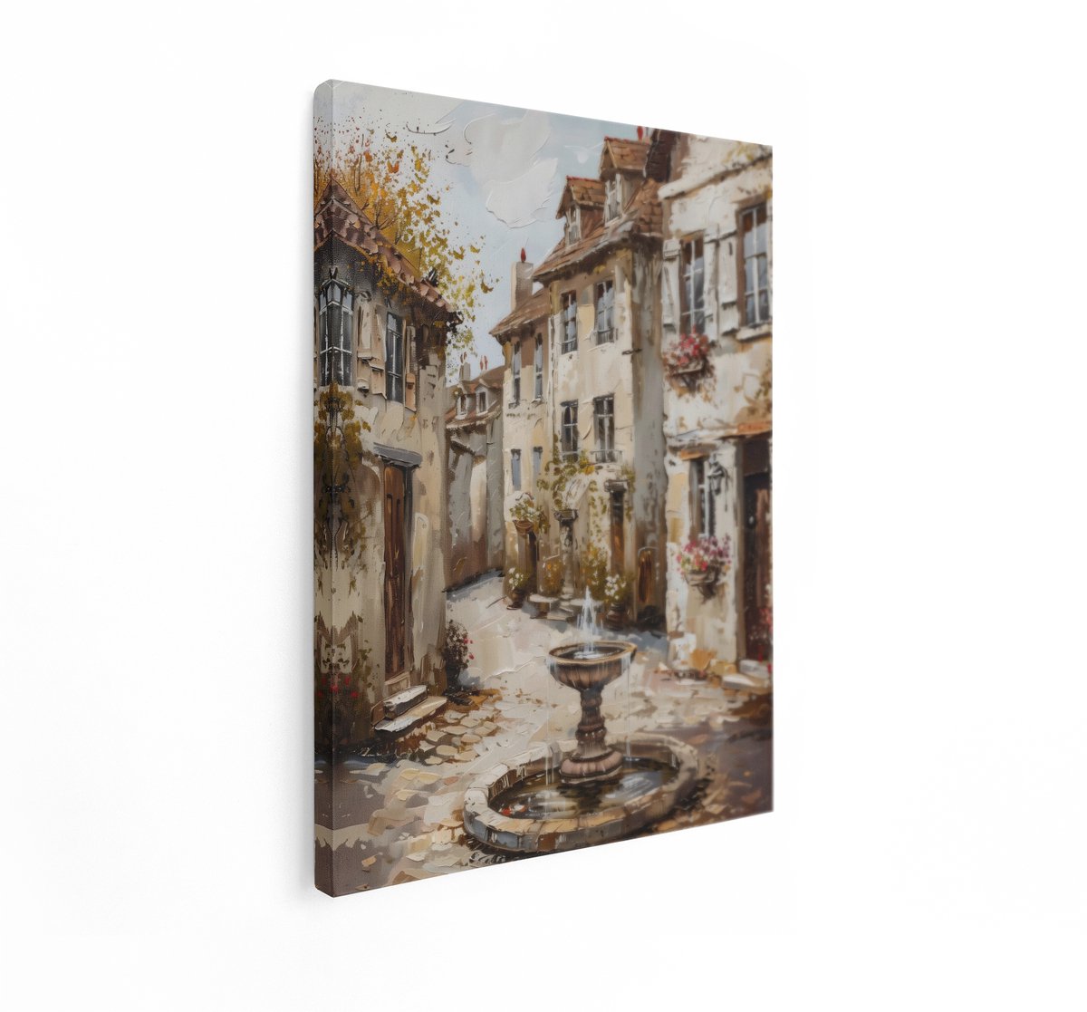 Artaza Canvas Schilderij Frans Dorp - 60x80 cm - Wanddecoratie Landschap - Muurdecoratie F