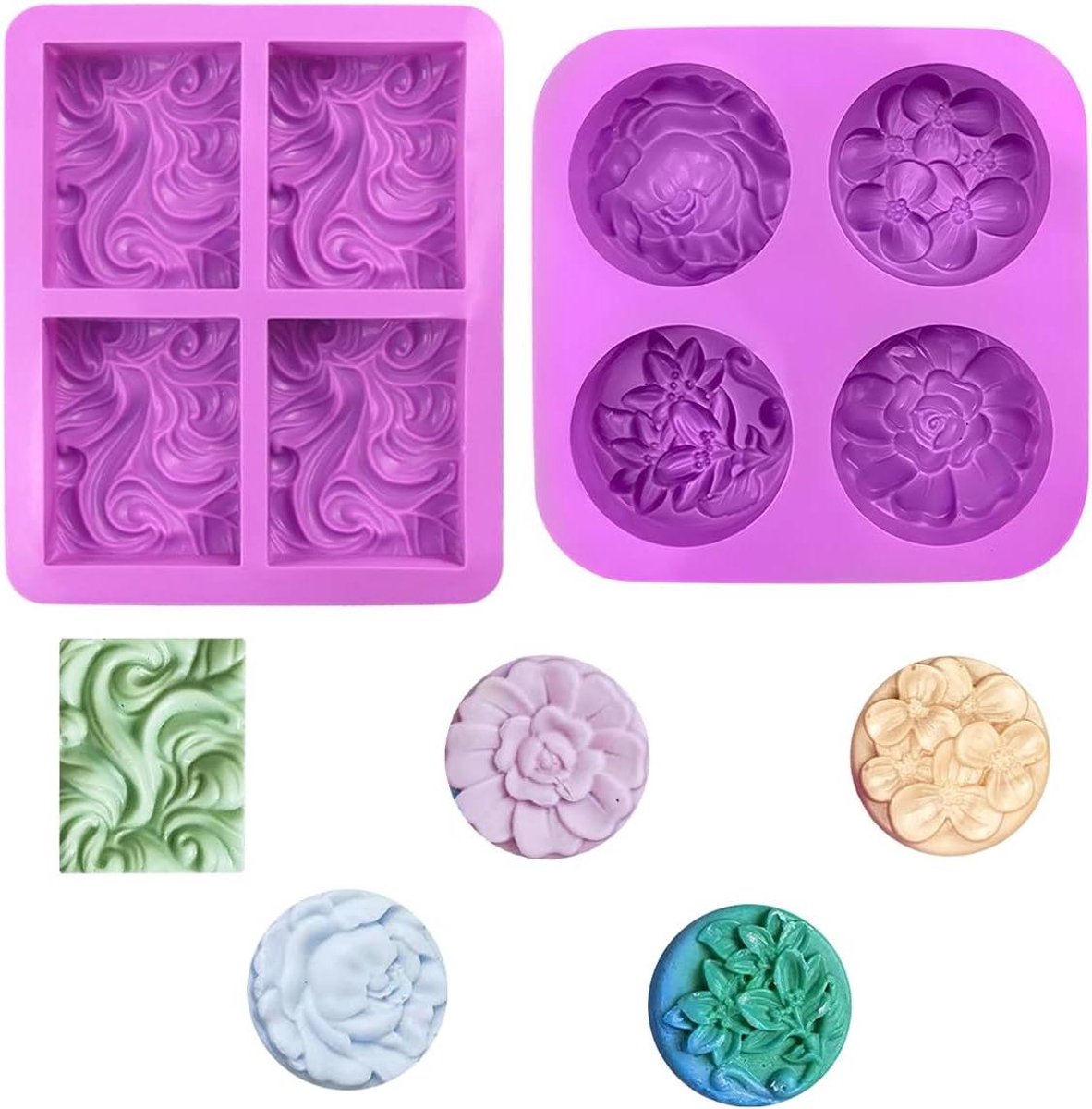 Siliconen vorm voor handgemaakte zeep, muffins, cake en pudding - Set van 4 bakjes