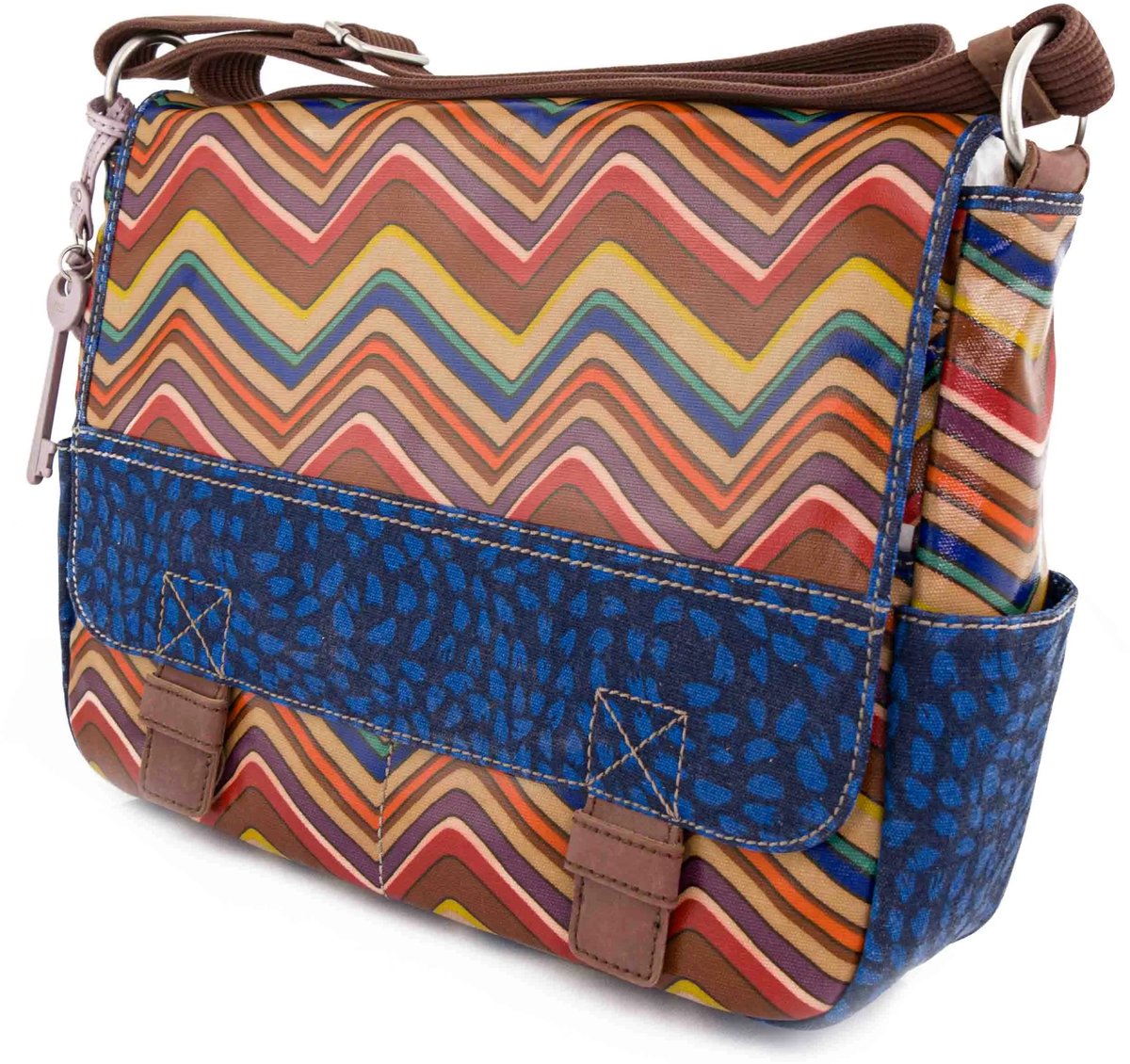 Damestas Fossil Wmns Schoudertas Key-per Messenger Streep Mix - UNI