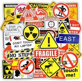 45 stickers verbod gevaar waarschuwing Danger 6x7 cm voor Agenda deur fiets skateboard etc.