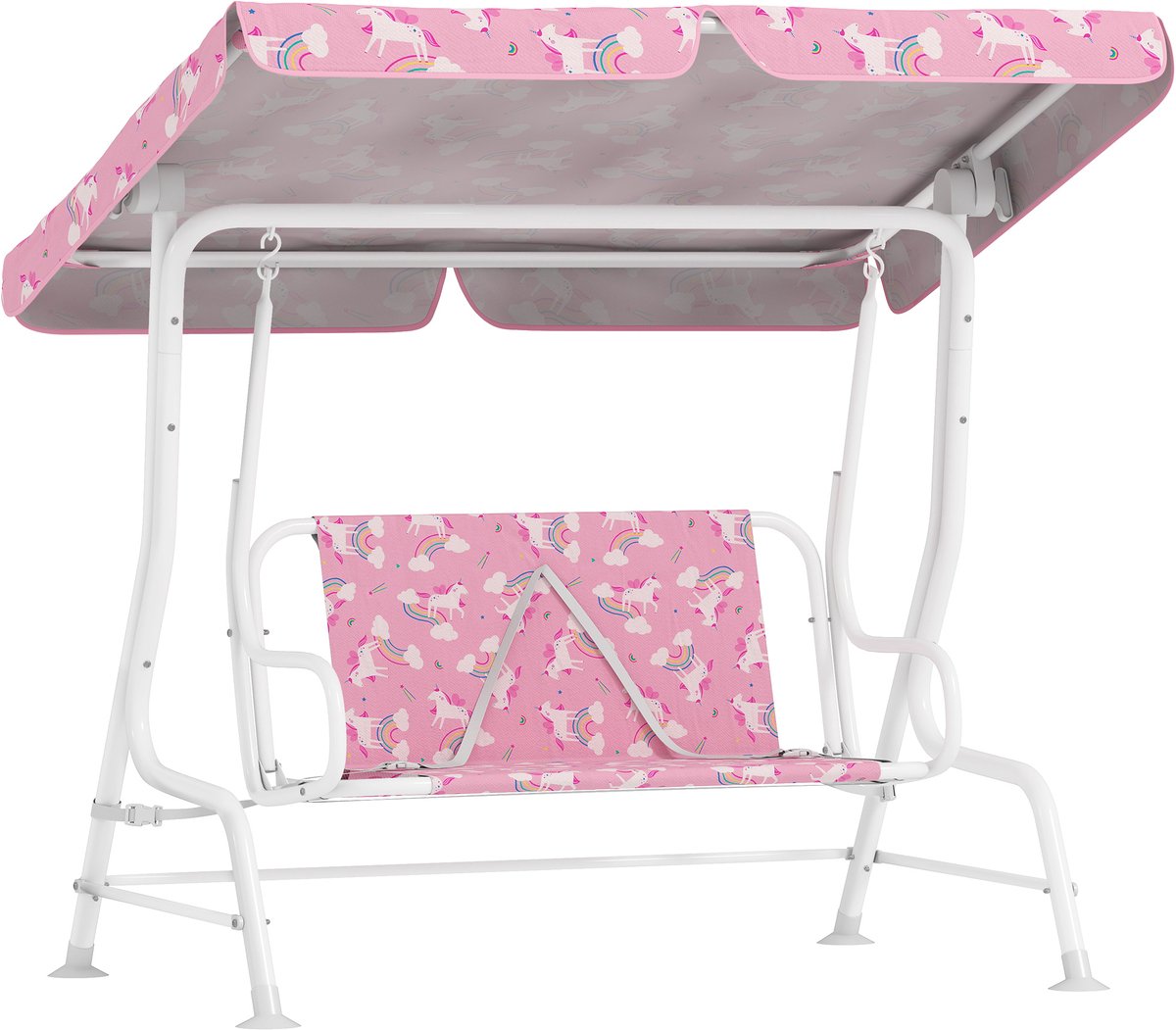 Aiyaplay Dubbele schommelstoel-Staal, Oxford-stof-112L x 75B x 120H cm-Roze