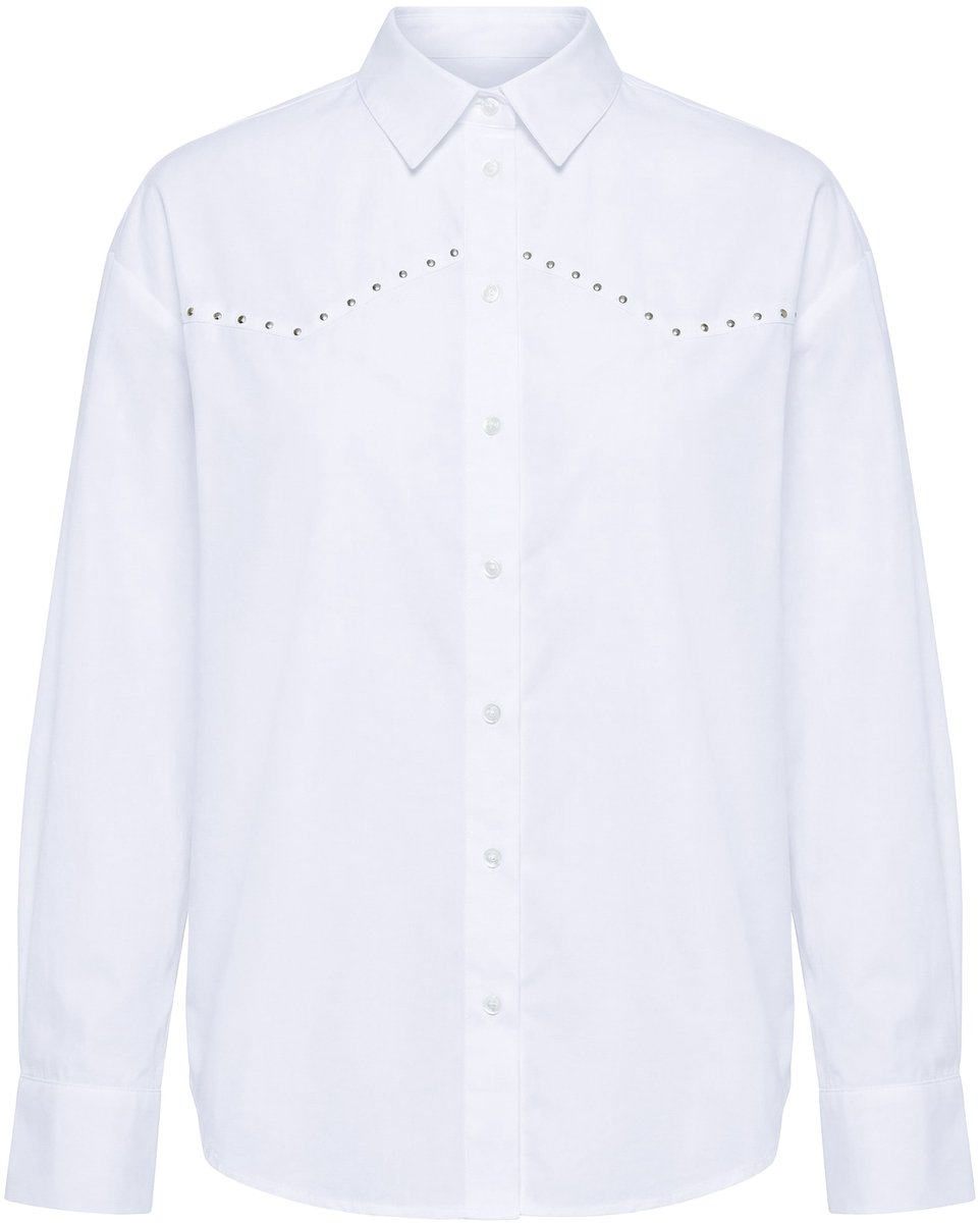 Studio Untold - Dames - Overhemdblouse oversized model sierstuds - Off-white - Maat 42+