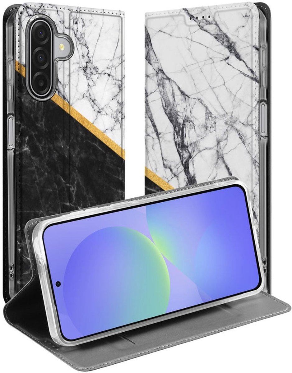 Telefoonhoesje met magneet Samsung Galaxy A17 Marble White Black