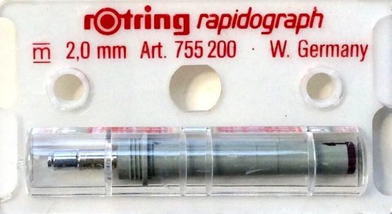 Rotring rapidograph 2,0 mm Art. 755 200, W. Duitsland. Tekenkop in plastic verpakking.