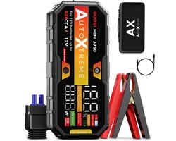 AutoXtreme Jumpstarter 12V voor Auto – 620CCA – Boost Mini 3750 – Starthulp met Forcestart, LED-scherm & Powerbank – Incl. Zaklamp & Opbergkoffer