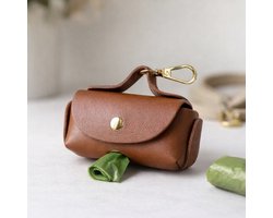 Poepzakhouder voor Honden – Stijlvolle Nylon Houder met Karabijnhaak –– Compact & Modern - Bruin