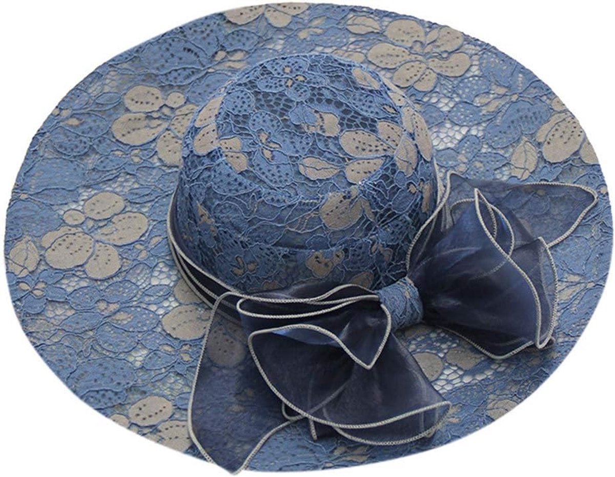Elegante Dames Hoed Navy Blauw - Bruiloft, Feest & Zon Bescherming