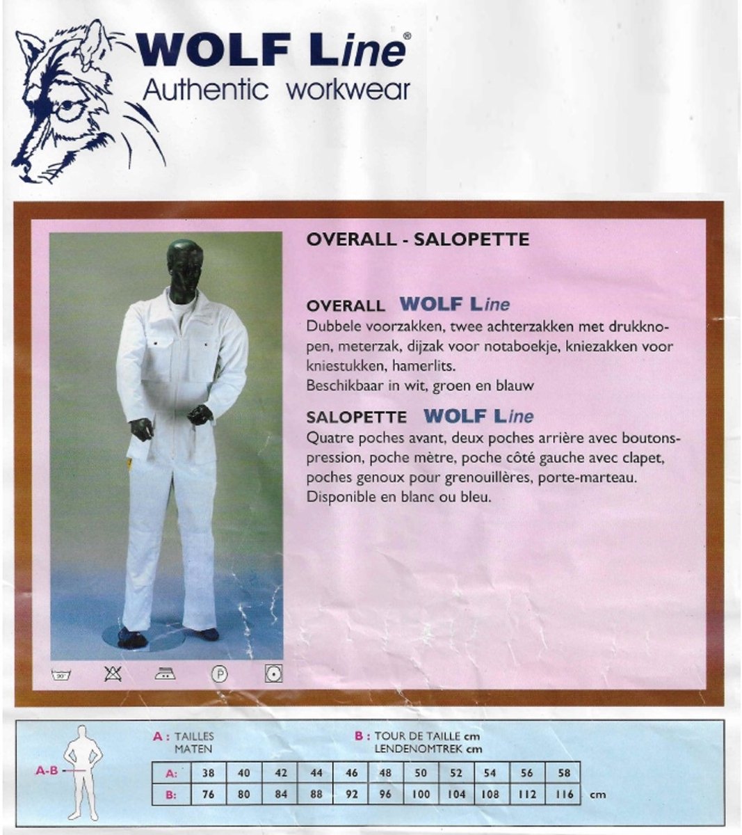 Wolf Line Overall - Wolfline Salopette - Wit - Maat 56