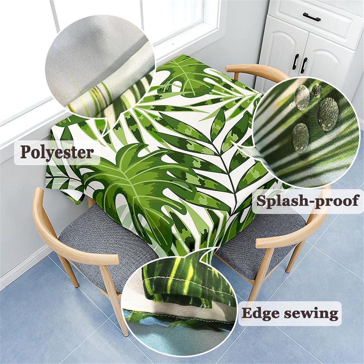 Vierkant Tafelkleed Met Plantenprint - Spatwaterdicht en Afwasbaar