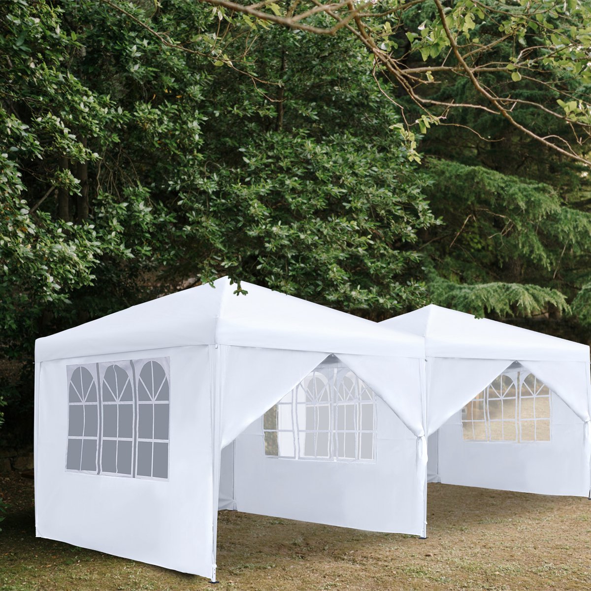 ACXIN Partytent 2,5x2,5 m Inklapbaar Paviljoen Waterdicht Tuinpaviljoen met 4 Zijwanden en Ramen Stalen Frame Polyester UV-bescherming, Wit
