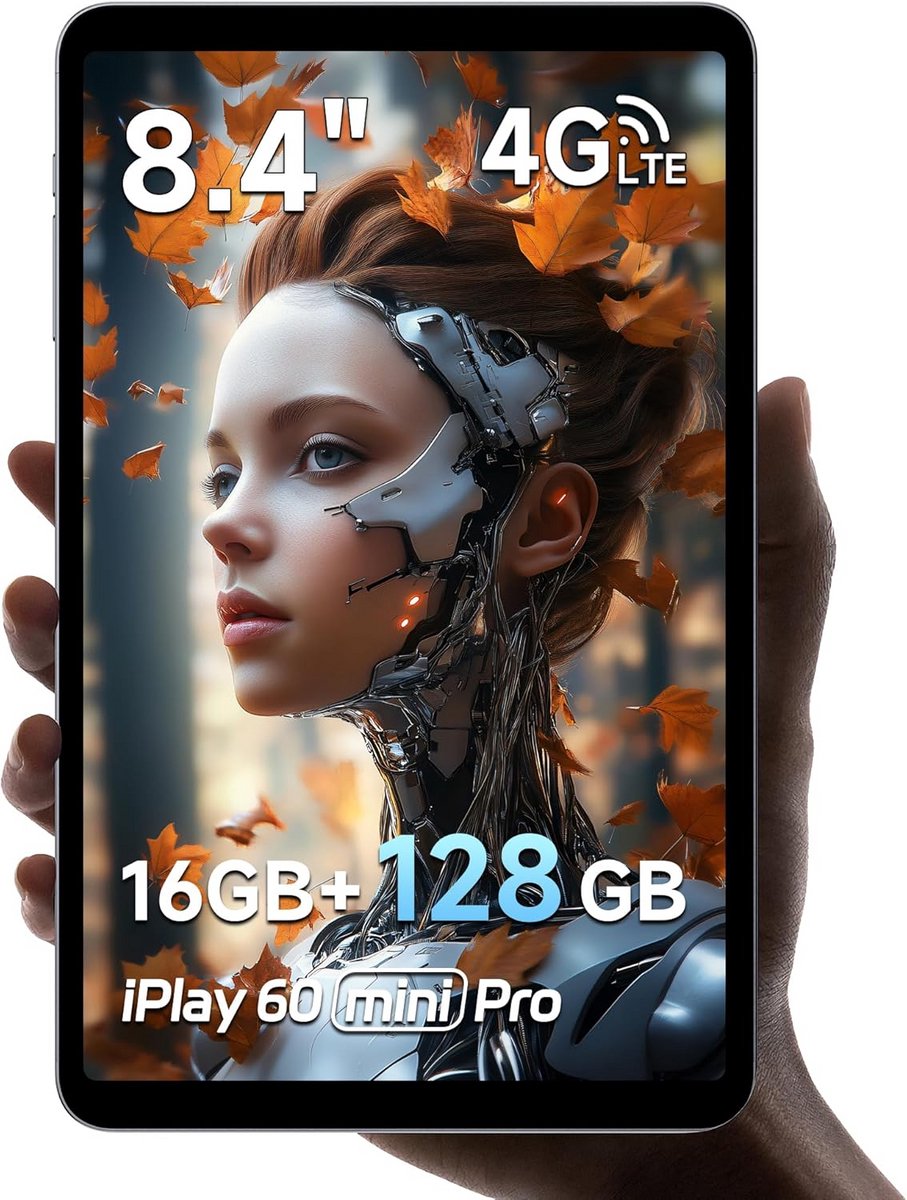 Compacte 8.4 inch Android 14 Tablet met G99 Processor, 16GB+128GB, FHD Scherm en 4G LTE