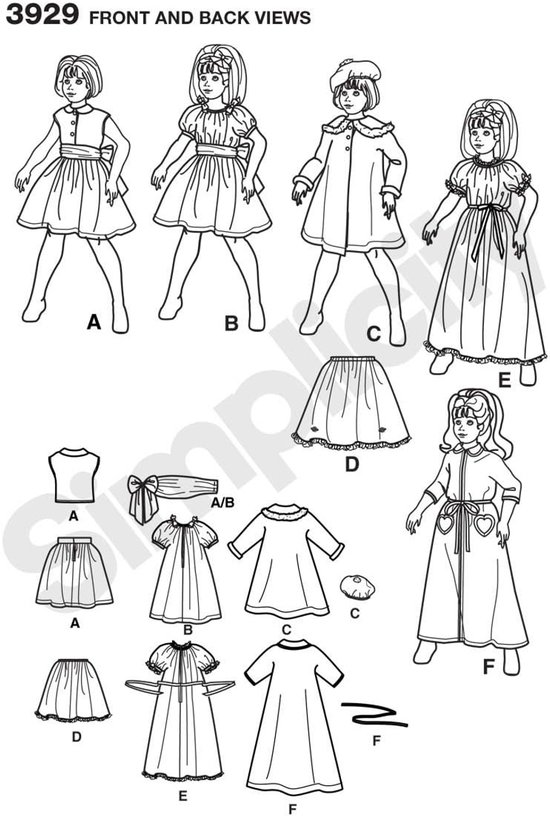 Naaipatroon Poppenkleding - Patroon Poppen - Poppen Aankleden - Meerdere Looks - Eén Maat van Merkloos — afbeelding 3