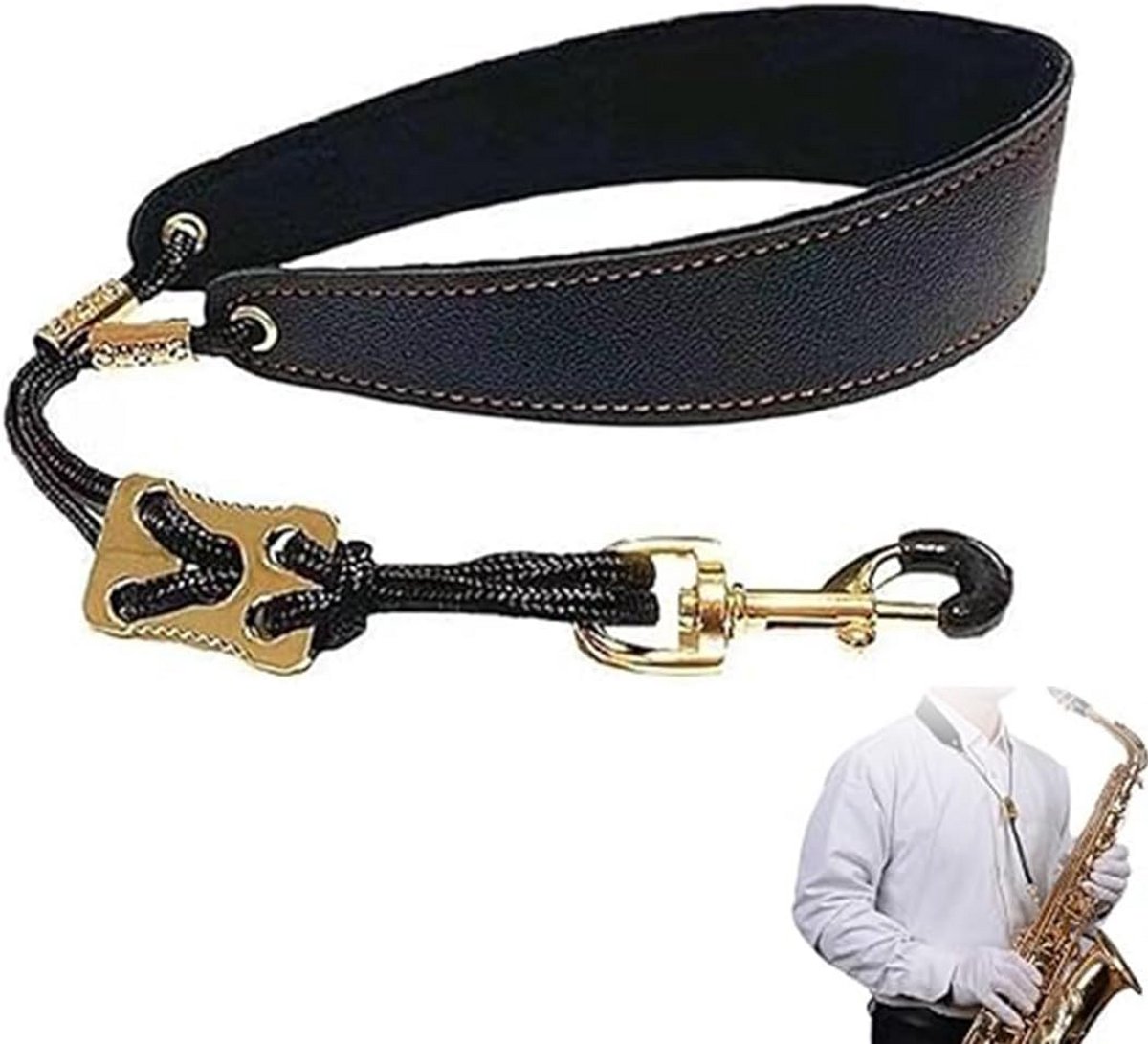 Verstelbare Saxofoon Draagband met Haak voor Alt, Tenor en Sopraan Saxofoons