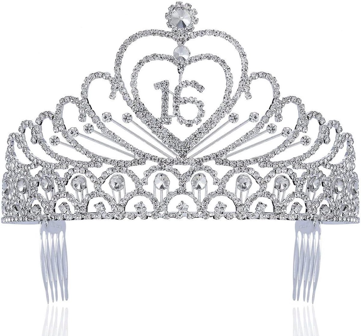Haarkam met strass voor 16e verjaardag tiara kroon feestaccessoire