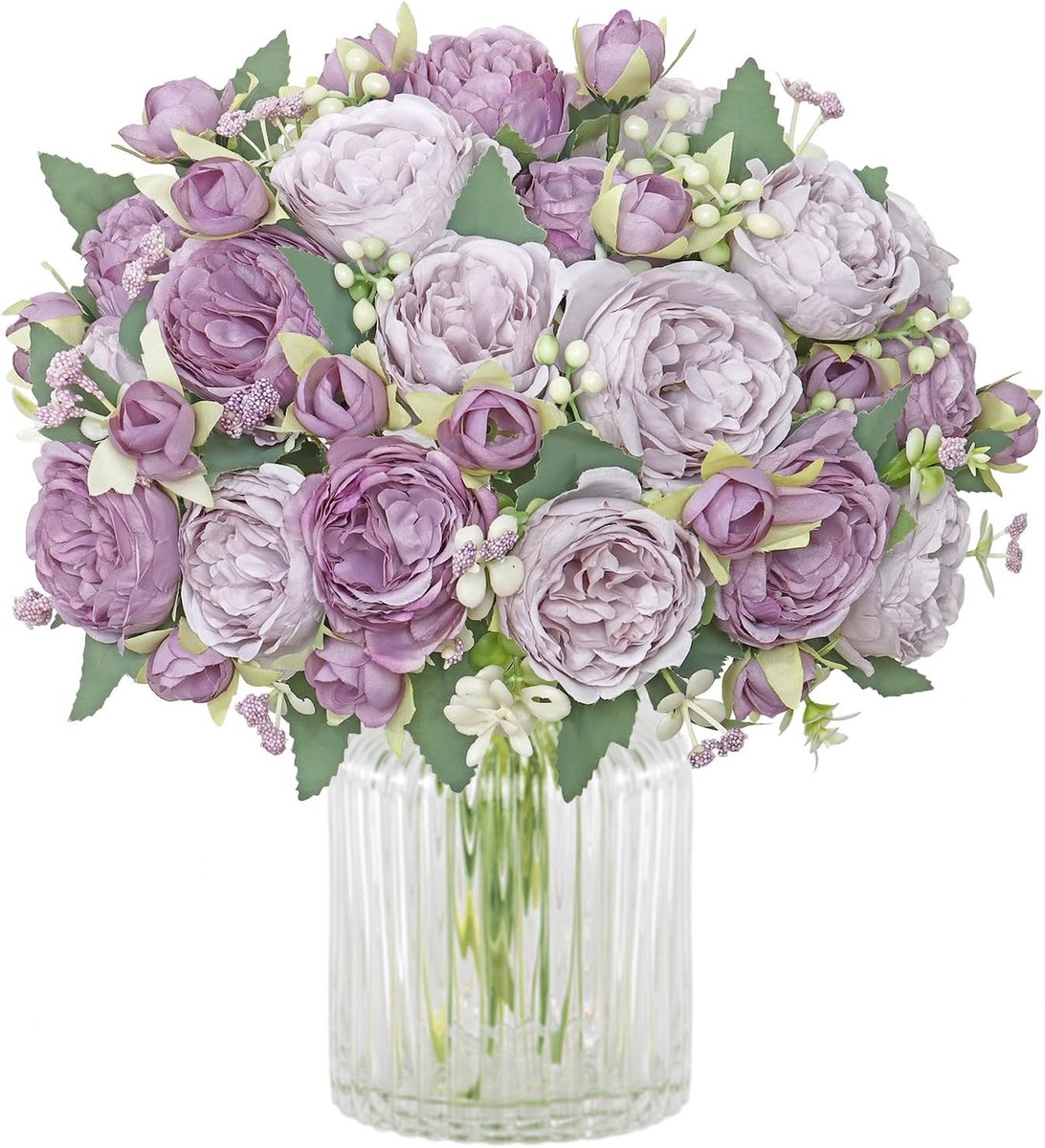 Luxe Zijden Pioenrozen Boeket - 4 Bundels Kunstbloemen voor Bruiloft & Huisdecoratie (Geme