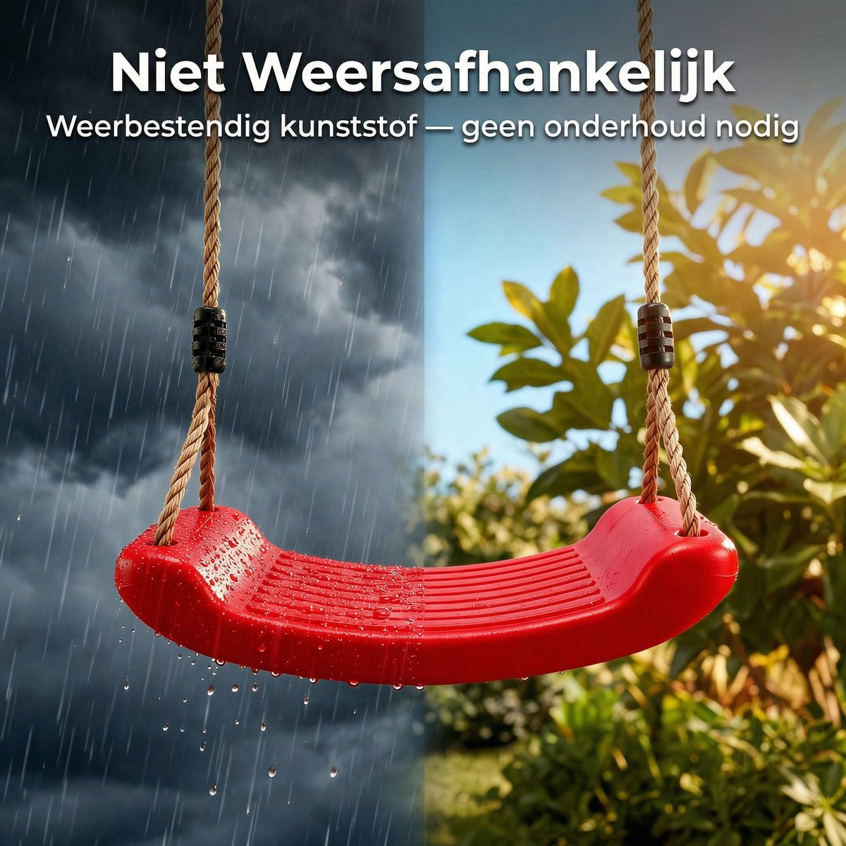 JAXY - Schommelzitje Kunststof - Kinderschommel Buiten - Schommel Tuin - Buitenspeelgoed Jongens en Meisjes - Rood — afbeelding 9