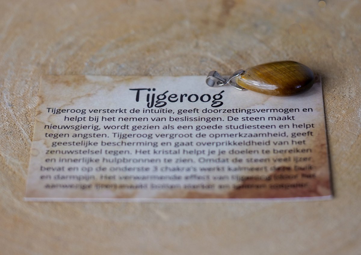 GemsByShy Tijgeroog Hanger, edelstenen - Perfect cadeau voor mannen en vrouwen - Inclusief uitleg - Spiritueel - Tigereye - Intuïtie - Zelfvertrouwen - Beslissingen - Studiesteen - Opmerkzaamheid - Angsten - 100% NATUURLIJK Bruin