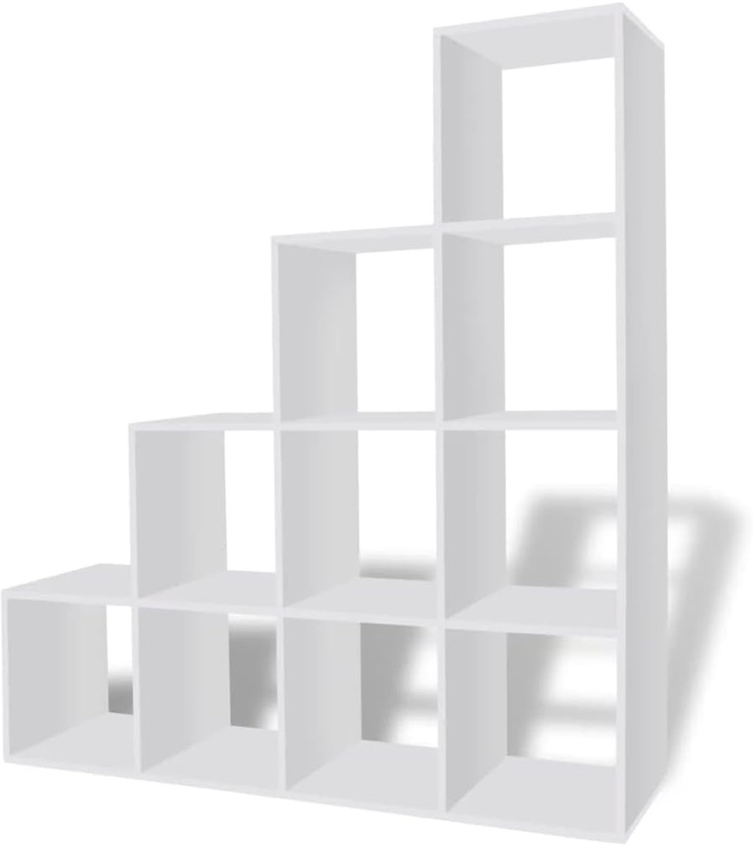 Boekenkast Trappenhuis Model met 10 Vakken - Hoge Planken voor Boeken en Decoratie