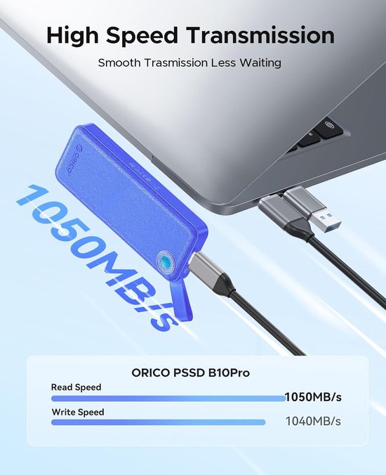 Externe SSD Schijf - Snelle Opslag - Bestanden Overzetten - Compact Ontwerp - 512 GB - Blauw — afbeelding 2