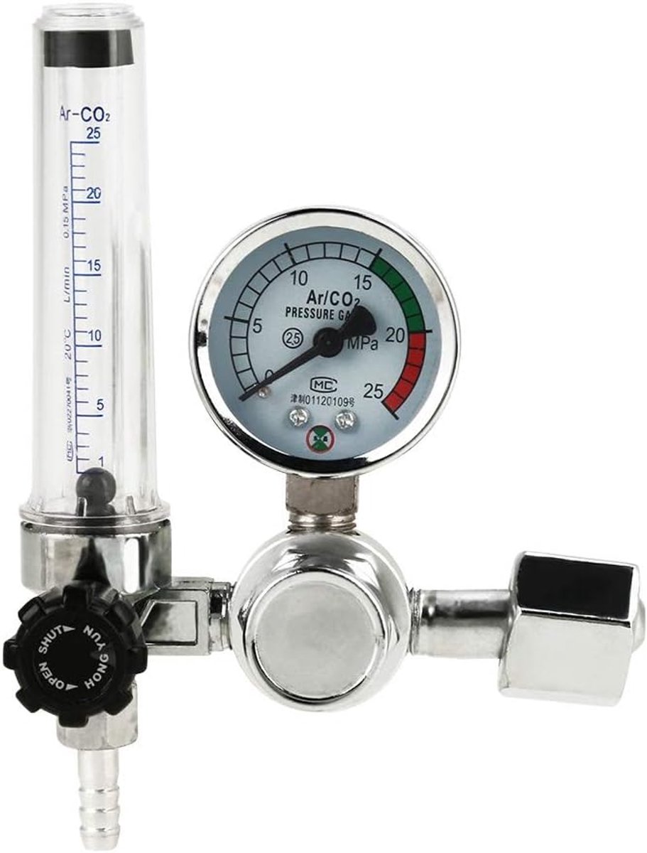Drukregelaar Argon - Gasdrukregelaar Meter - Mig Lassen - 0-25 MPa Bereik - 18 x 145 x 8 cm