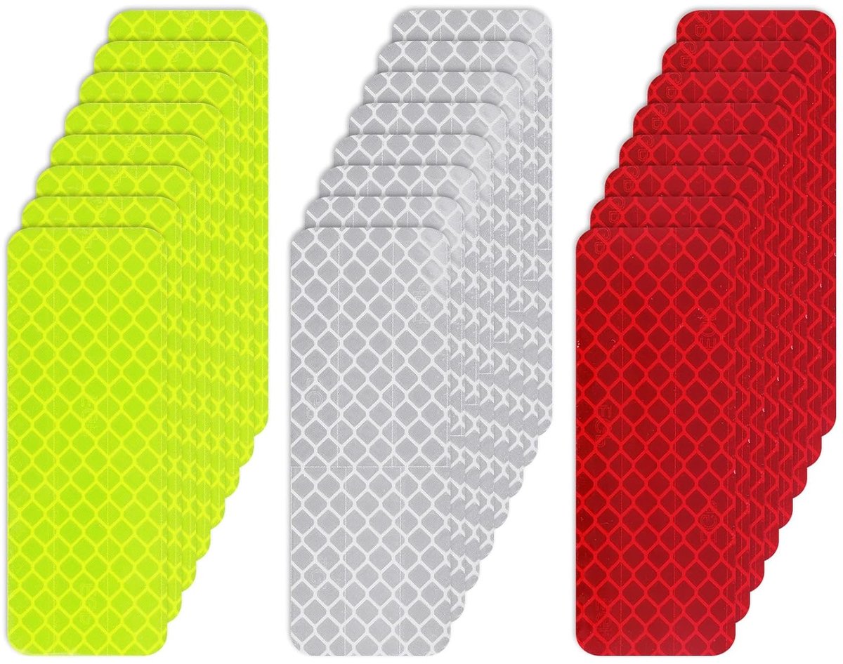 Reflectorbanden Zelfklevend - Waterdichte Stickers - Verkeersveiligheid Verbeteren - Honingraat Patroon - 3 x 8 cm - Meerdere Kleuren