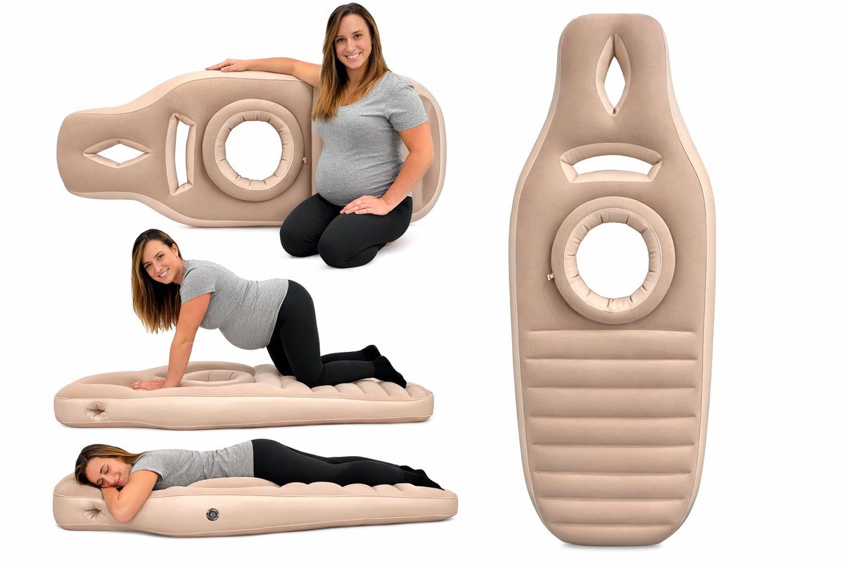 DeMoi Kussen | Zwangerschapskussen | 170x65x22cm | Opblaasbare Matras | Goud Bruin