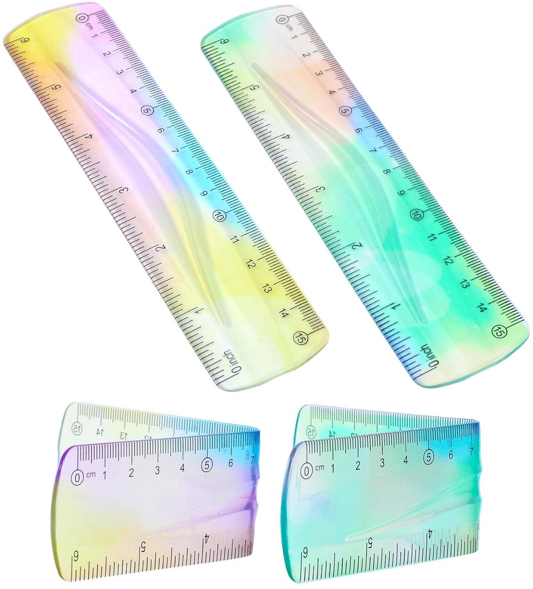 Set van 2 Flexibele en Kleurrijke Linialen van 15 cm - Onbreekbaar voor School en Kantoor