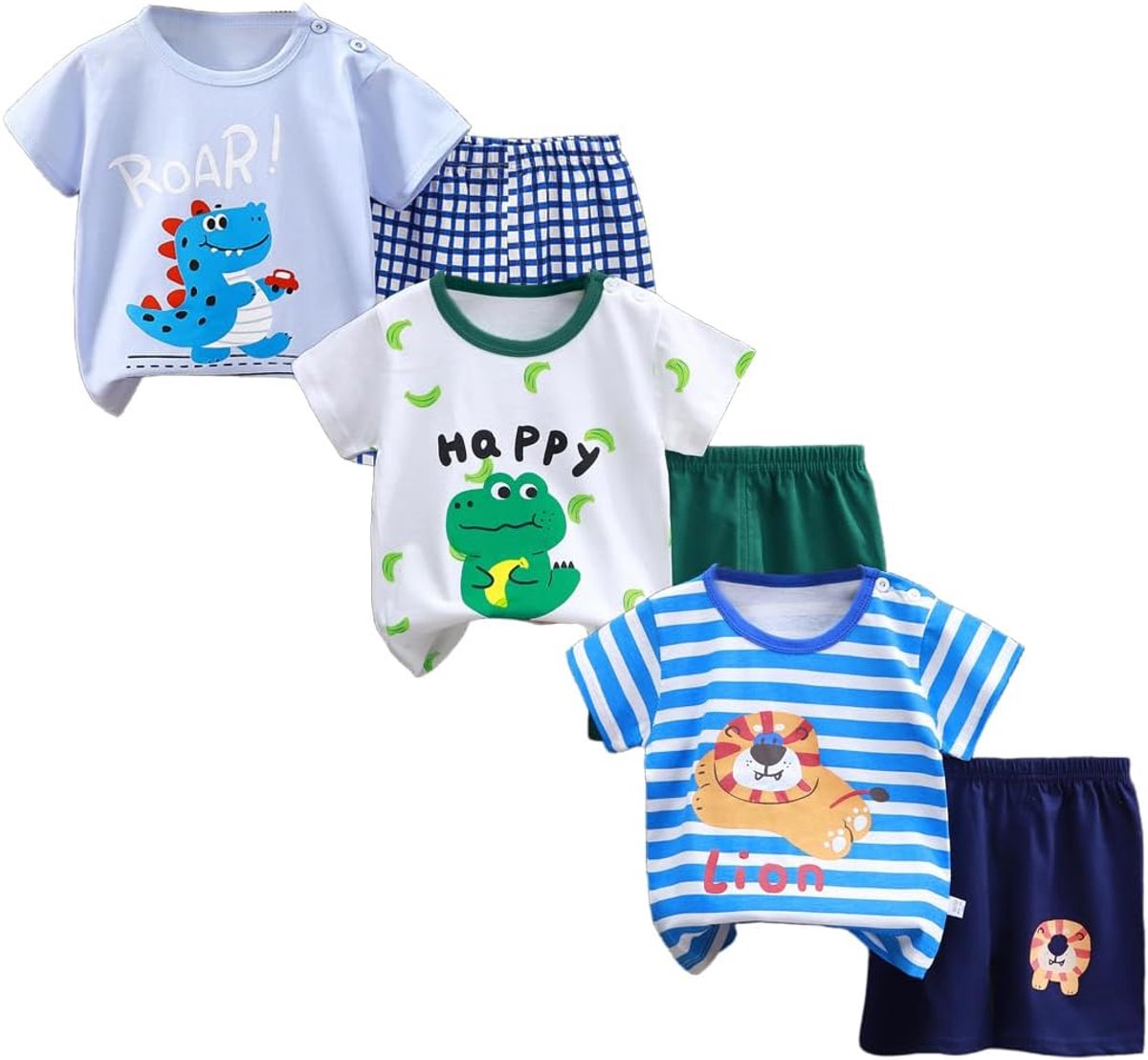Babymeisjes Kleding Set: 3 T-shirts en 3 Shorts Katoen