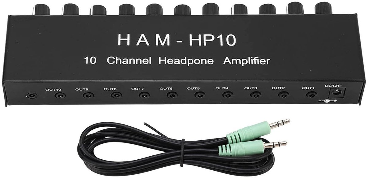 10-Kanaals Hoofdtelefoonversterker Stereo - 1 Ingang 10 Uitgangen voor Studio en Podium