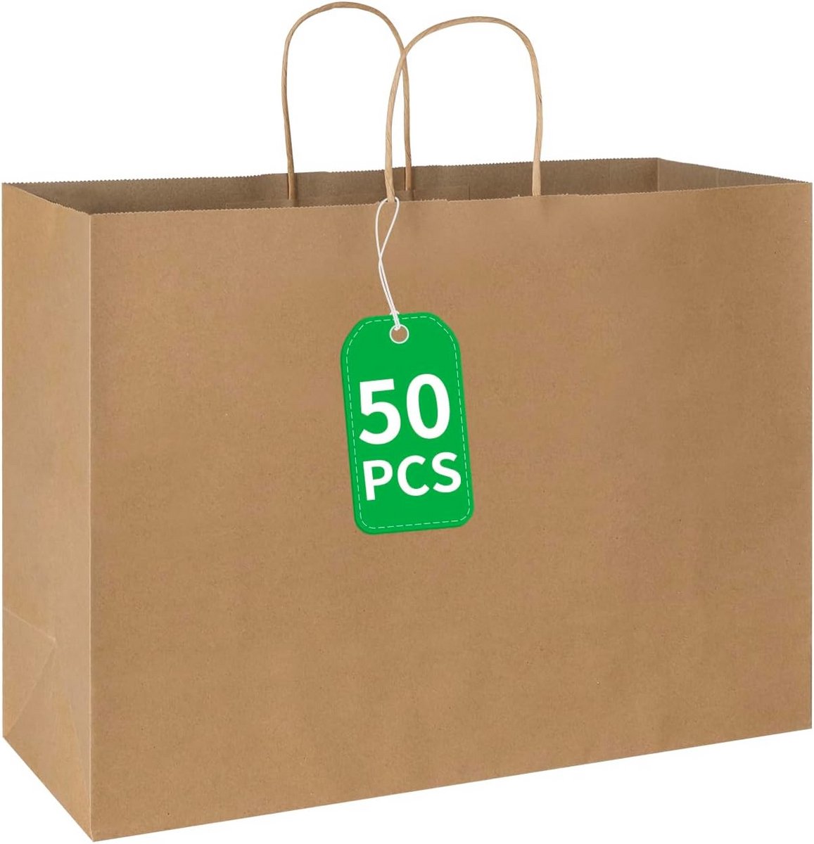 50 Stuks Bruine Kraft Papieren Zakken met Handvatten 40x15 cm