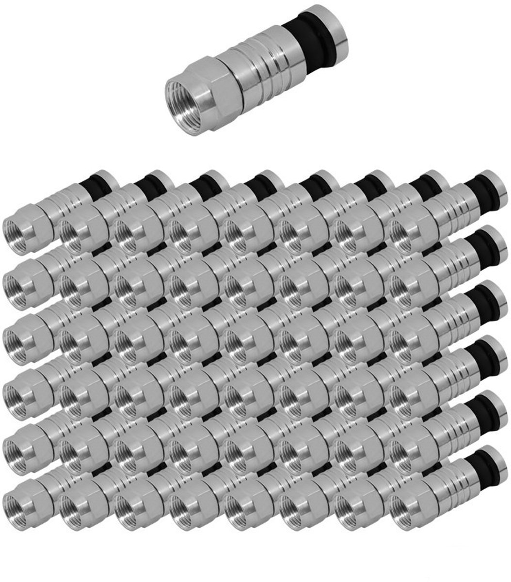 50x F-Compressie Antenne Stekkers voor Coax Kabel | 7-7,5mm | Geschikt voor TV, Satelliet & Internet (DVB-S2/C2/T2, 4K)