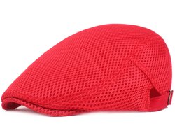 Zomerbaret voor mannen en vrouwen: ademende schuifbare pet, pet in newsboy-stijl, platte pet, bastaardpet, accessoire voor dagelijks gebruik (hoofdomtrek: 55-60 cm),rood