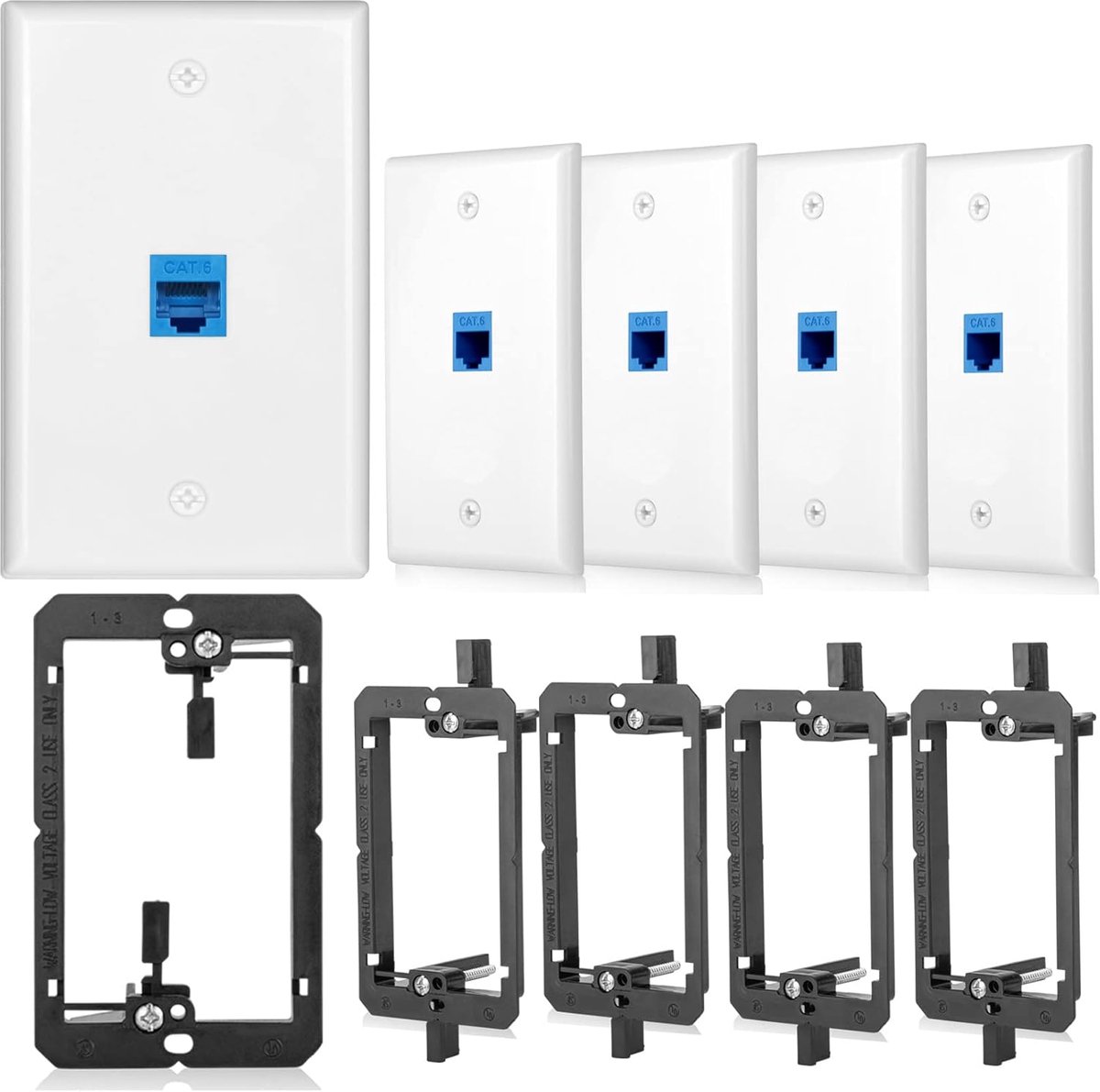 Netwerk Wandplaten - Ethernet Stopcontact - Internet Aansluitingen - Eenvoudige Installatie - 5 Pack - Wit