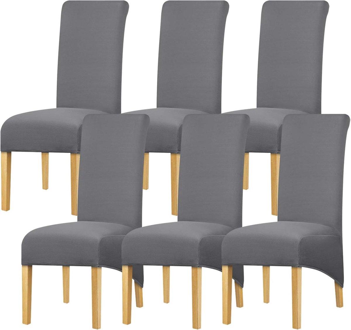 Stoelhoezen - Meubelbeschermers - Eetkamer opfrissen - Stretch stof - Universele pasvorm - Donkergrijs