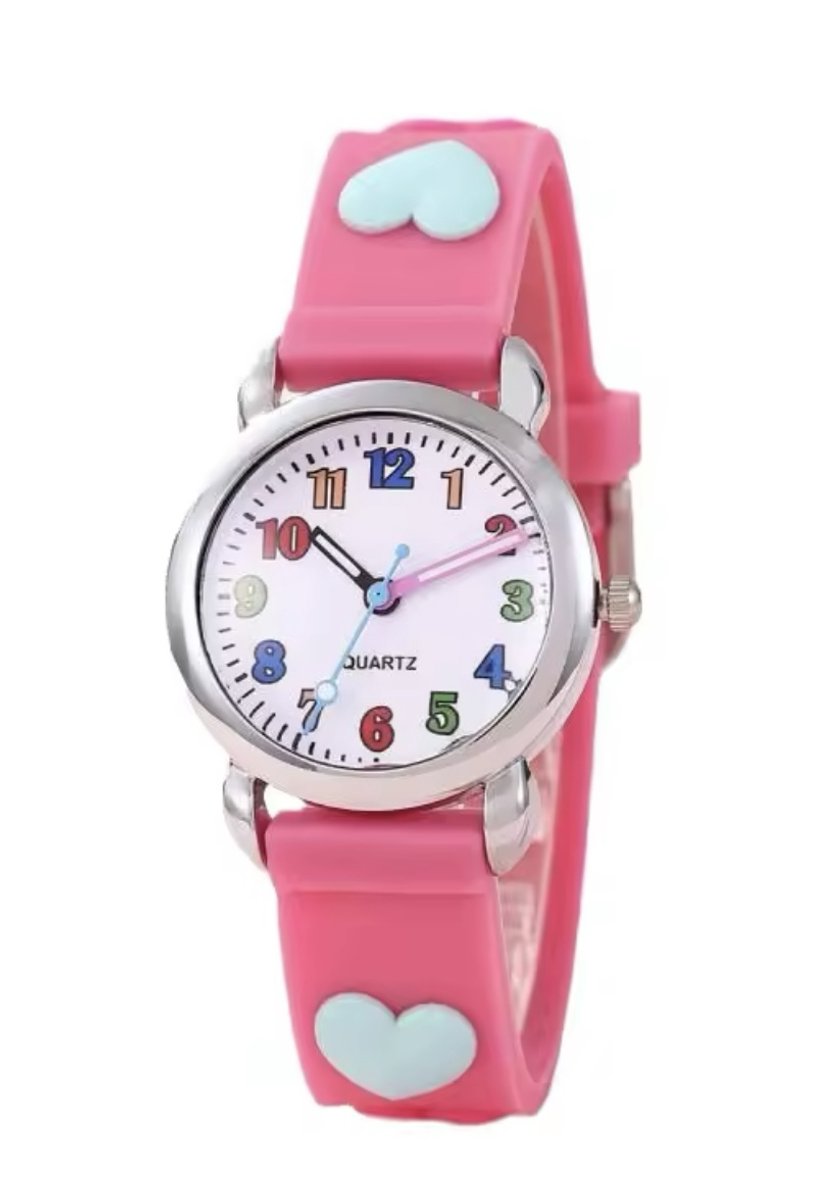 12Getit Hartjes horloge roze siliconen band