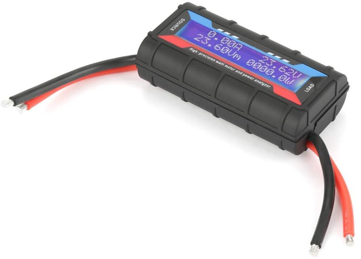 Wattmeter Vermogensmeter - Spanning Ampère Meter - Energie Meten - Hoge Nauwkeurigheid - 4.8V tot 60V - Zwart