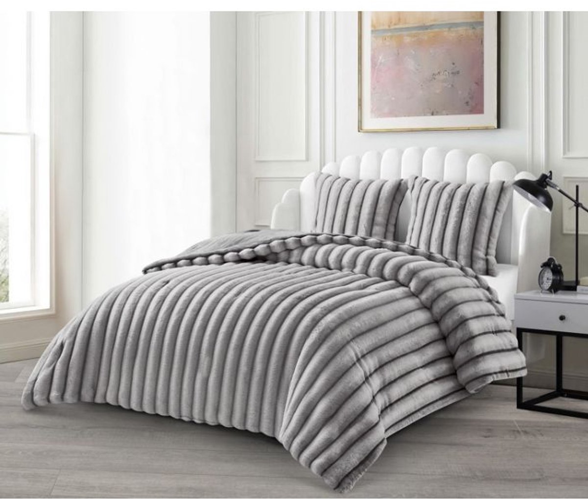 Lavella – Peri dekbed set – 3-delig – 235x250 cm – grijs – 60x70 kussenslopen