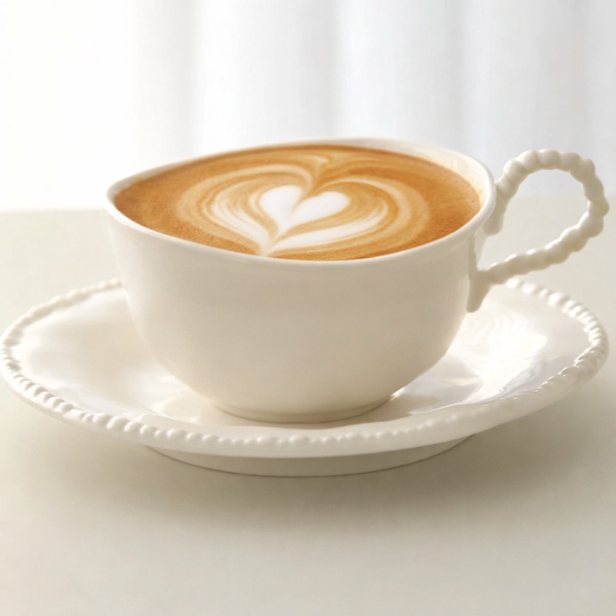 Bavary Pearl - koffiekopjes set - 12-delig - keramiek - wit - 175 ml - parelrand - vaatwasbestendig