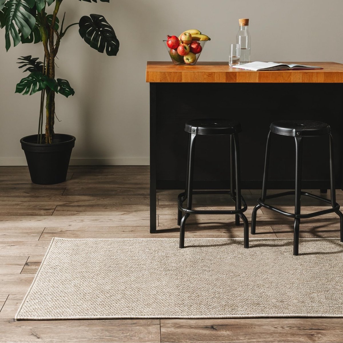 Eenvoudig Reinigbaar Rechthoekig Vloerkleed Taupe 80x250 cm voor Woonkamer en Vloerverwarm