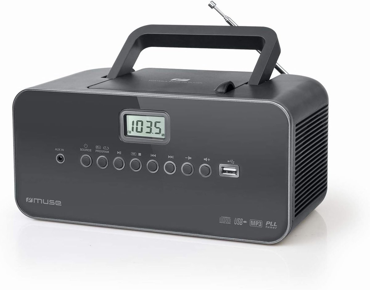 Draagbare CD-speler met Radio, USB en MP3-weergave (Netstroom/Batterij)