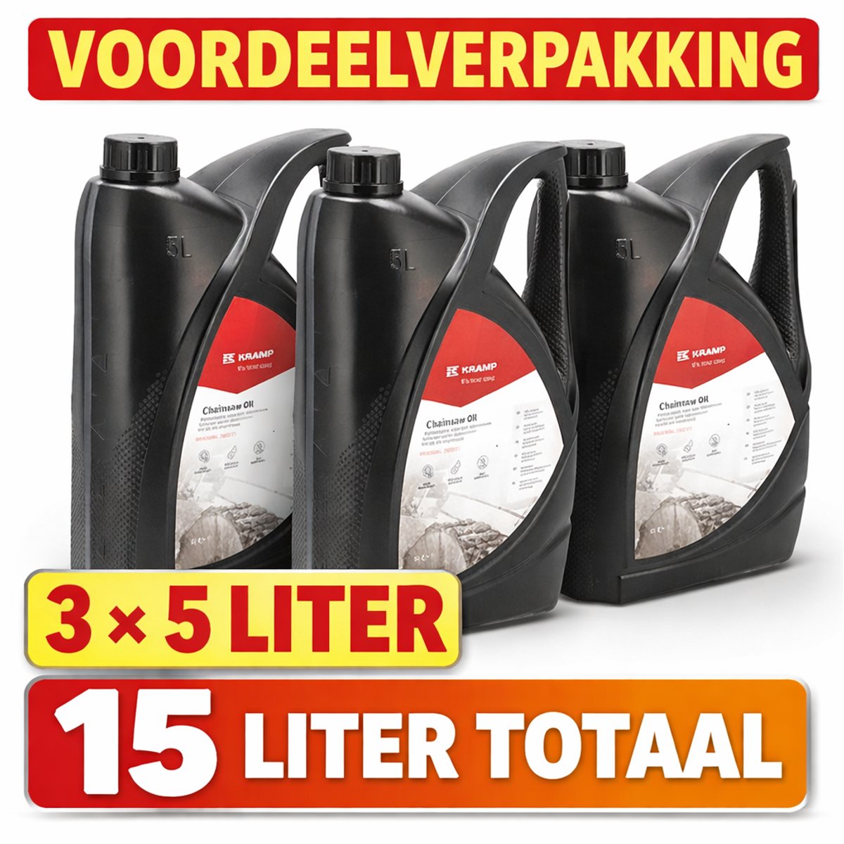 Kramp Kettingzaagolie 100cst – 3×5L (15 liter) – Heavy-Duty Chainsaw Oil – Voordeelverpakking